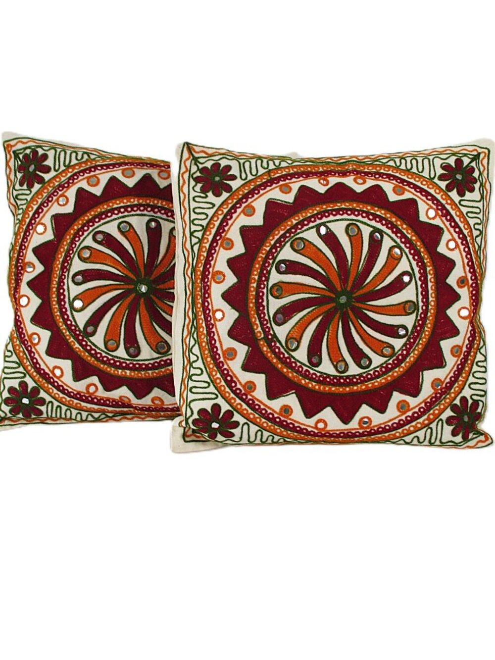 SET OF 2 INDIAN EMBROIDERED PILLOW COVERS 🌸🏵️🌺